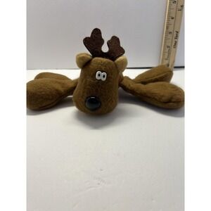 Rodney Reindeer Plush Stuffed Animal Toy Mini Red Bow Christmas Soft Cute Laying